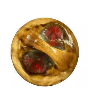 Marcia E600 USA Yellow/ Brown Mid Century Pottery  bowl with Lid